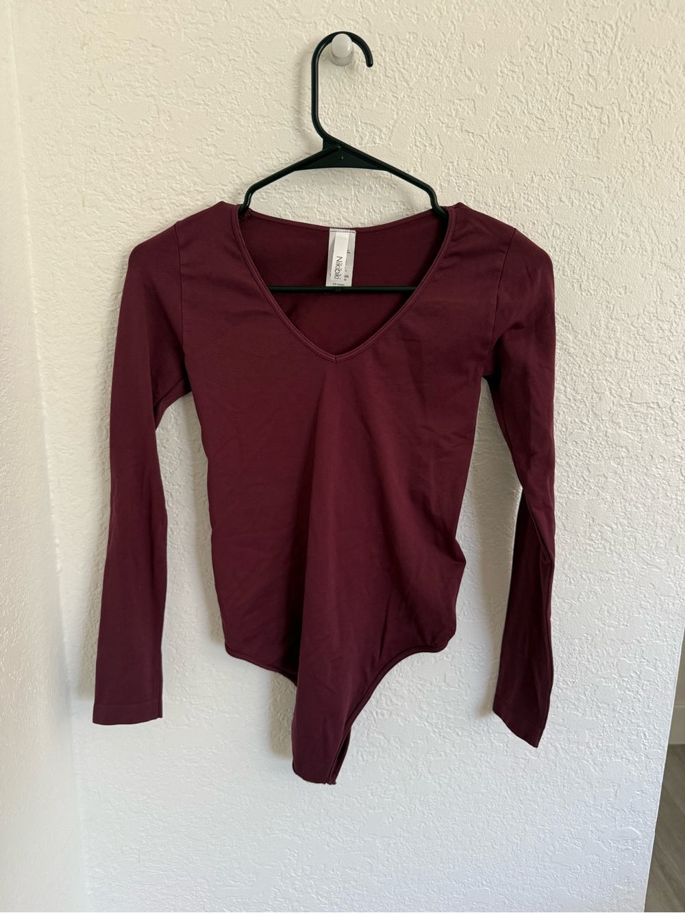 Vici Long Sleeve V-Neck Bodysuit - Wine